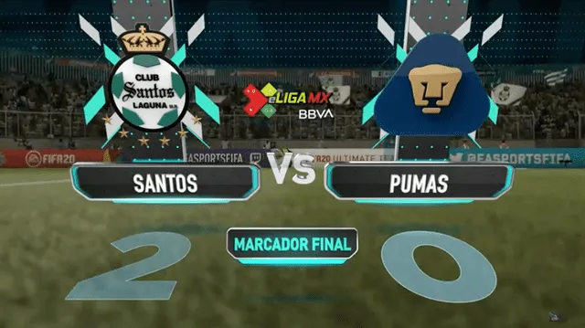 Marcador final del partido Santos Laguna vs. Pumas de la UNAM. Foto: Captura.