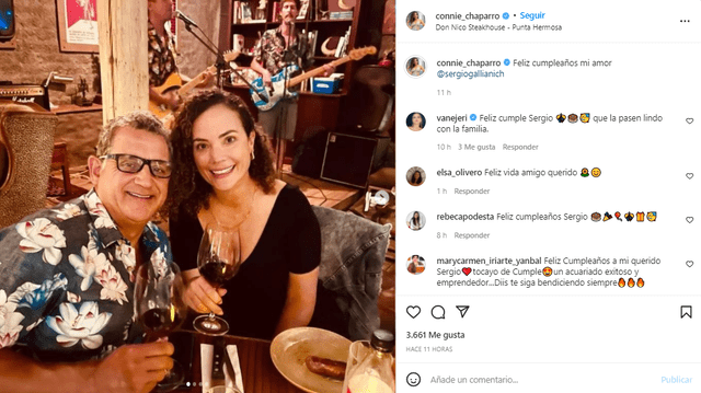 Connie Chaparro celebra cumpleaños de Sergio Galliani. Foto: Connie Chaparro/Instagram