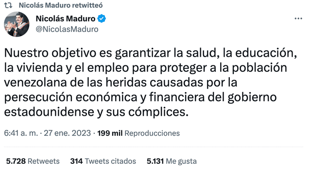 Maduro en Twitter: Foto: captura de pantalla   