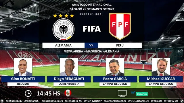  Periodistas a cargo del partido Perú vs. Alemania en Movistar Deportes. Foto: Puntaje Ideal   