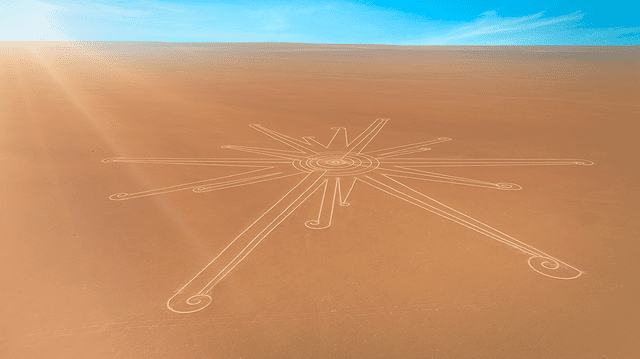 La estrella de mar elaborada por los estudiantes en el desierto de Bella Unión, camino a la ciudad de Acarí, Arequipa.   