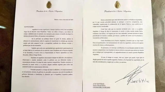 La carta fue firmada en el despacho del presidente de Argentina, Javier Milei. Foto: Presidencia de Argentina   
