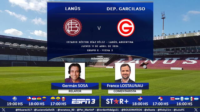 Esta será la dupla de transmisión del Deportivo Garcilaso vs. Lanús. Foto: Puntaje Ideal/X   