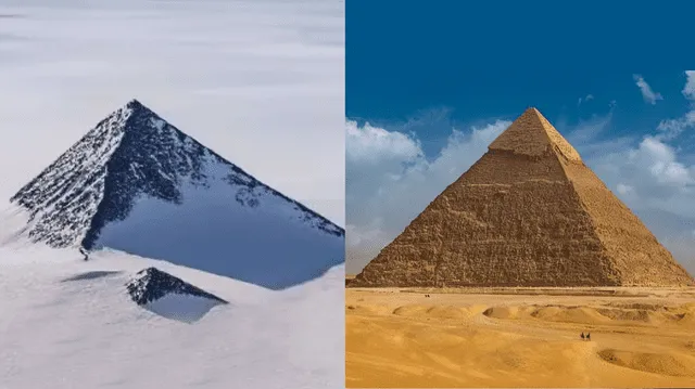  Las similitudes entre la 'pirámide' de la Antártida y la de Egipto. Foto: A24<br>    