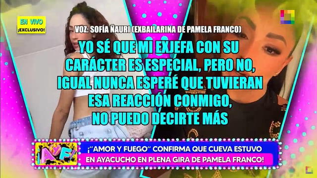  Exbailarina de Pamela Franco habla en 'Amor y fuego'. Foto: Captura Willax   