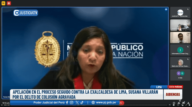 Fiscalía explica que las pruebas que presentó la defensa de Villarán no son suficientes para justificar su ausencia a las firmas biométricas. Foto: Justicia TV   