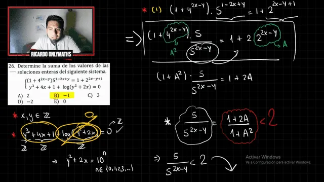 Primera parte de la resolución del problema 26. Foto: captura de pantalla/Ricardo Only Maths/YouTube   