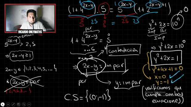 Segunda parte de la resolución del problema 26. Foto: captura de pantalla/Ricardo Only Maths/YouTube   