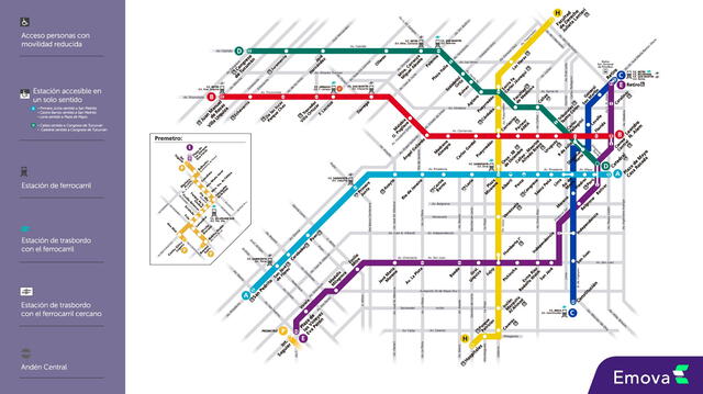  Mapa esquemático de la Red de Subte de Buenos Aires. Foto: Emova   