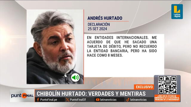  Andrés Hurtado se pronuncia sobre sus cuentas bancarias ante la Fiscalía. Foto: Punto Final.   