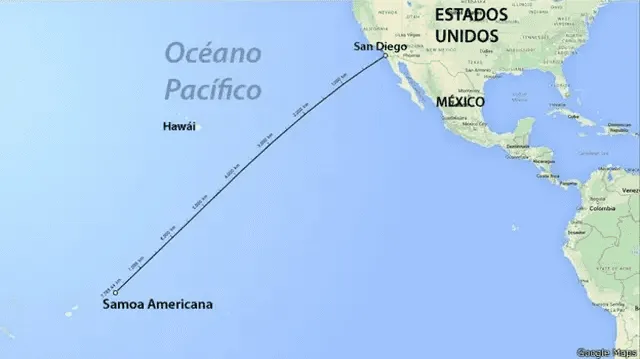  Samoa está a más de 4 horas en avión de Estados Unidos. Foto: BBC<br>    