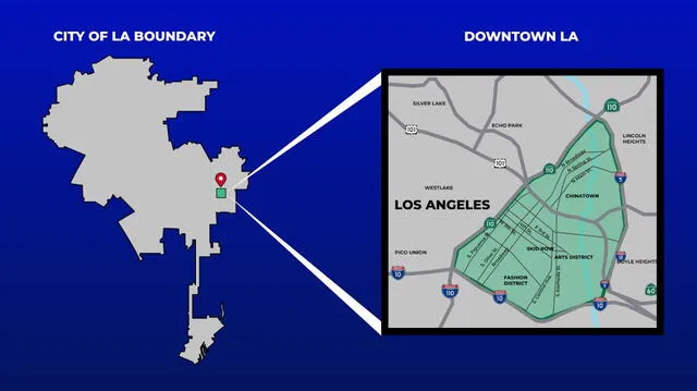 Esta es la zona afectada por el toque de queda en Los Ángeles. Esta es la zona afectada por el toque de queda en Los Ángeles.