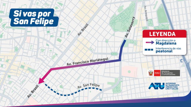 Desvíos en la avenida 28 de Julio. Foto: ATU