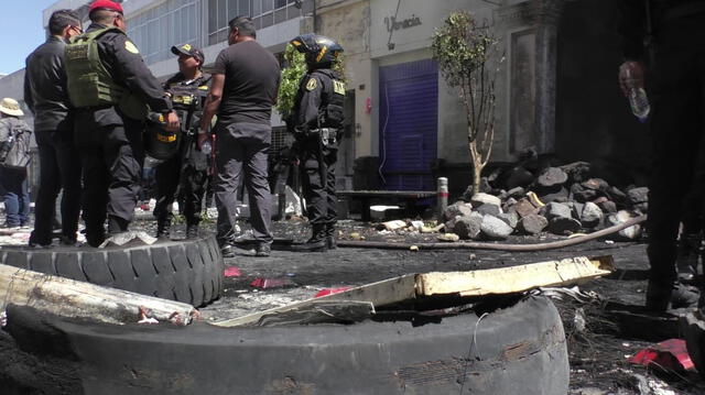 Patrimonio cultural de Arequipa dañado tras incidente por desalojo. Foto: Mirelia Quispe   