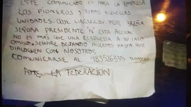 Carta extorsiva que dejaron los delincuentes. Foto: difusión/Silvana Quiñonez-La República.   