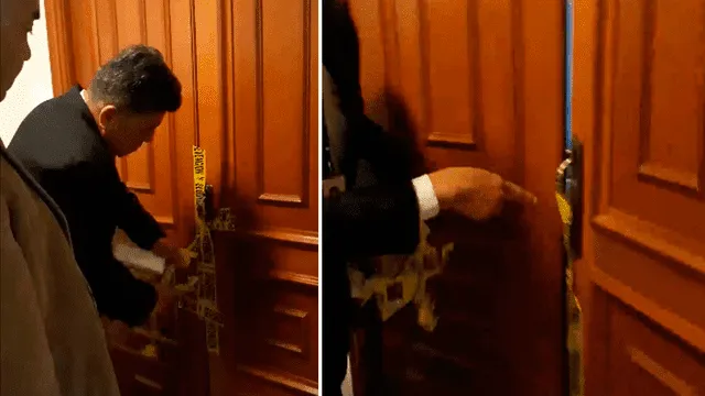 Personal del Congreso hace deslacrado de puertas del despacho de Kenji [VIDEO]