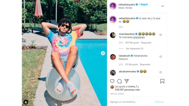 Sebastián Yatra y Danna Paola en Miami. Foto: Instagram