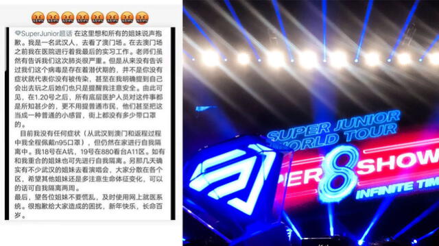 Post de Weibo de fan que asistió a concierto de Super Junior en Manila