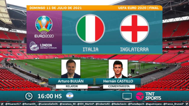 Italia vs Inglaterra vía TNT Sports. Foto: Puntaje Ideal/Twitter