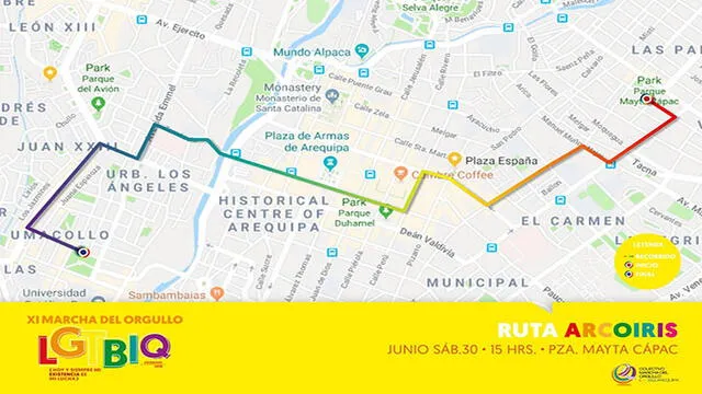 Marcha del Orgullo LGBTI: este será el recorrido de la marcha de este sábado en Arequipa [MAPA]