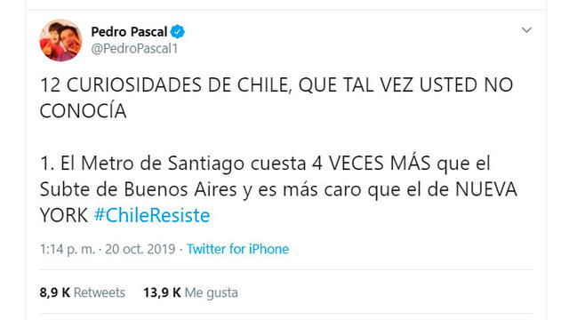 Inicio del hilo viral de Twitter en Chile.