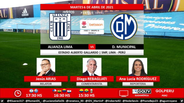 Alianza Lima vs. Deportivo Municipal por Gol Perú. Foto; Puntaje Ideal PE/Twitter
