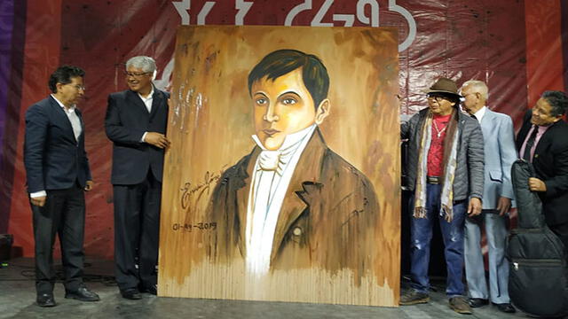 El artista Erwin Gómez Valdivia, realizó un cuadro de Mariano Melgar Valdivieso