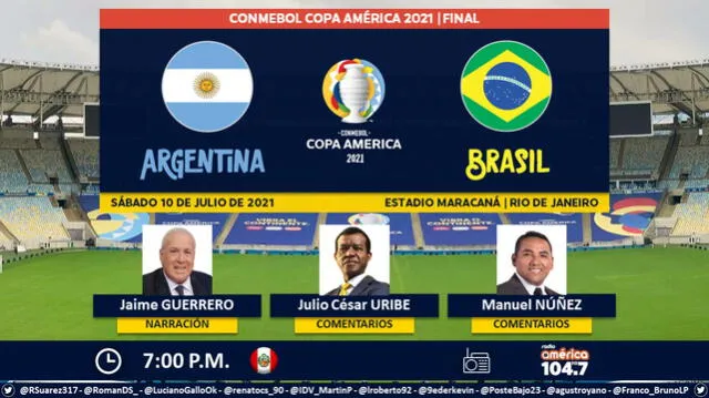 Radio América transmitirá en vivo la final de la Copa América 2021. Foto: Captura de Twitter