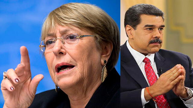 Nicolás Maduro (d) arremetió contra Michelle Bachelet tras la publicación de su informe. Foto: composición