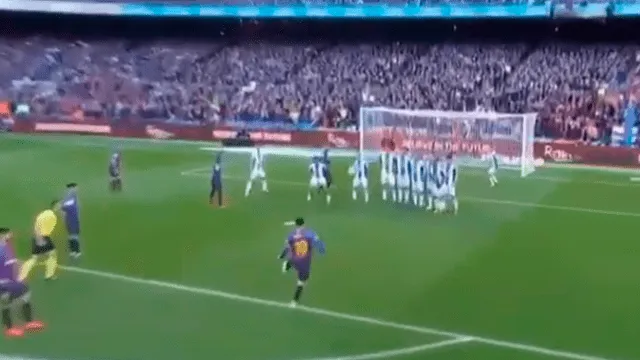 Barcelona vs Espanyol: mira el sutil tiro libre de Messi que termina en el 1-0 [VIDEO]