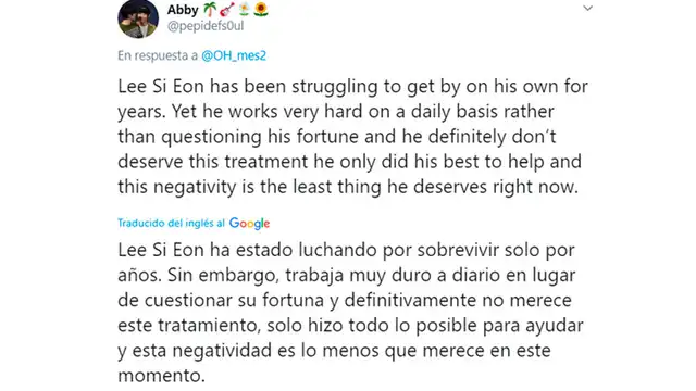 Lee Si Eon criticado por donativo