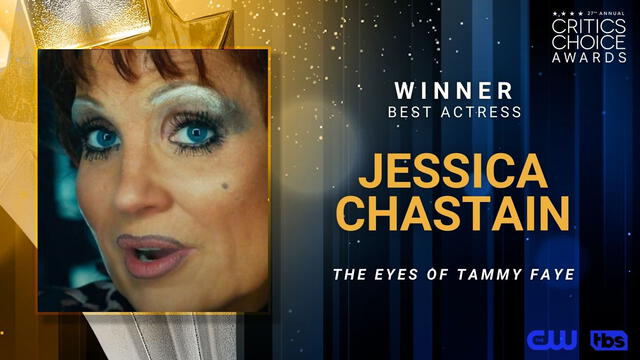 Mejor actriz: Jessica Chastain. Foto: Twitter/@criticschoice