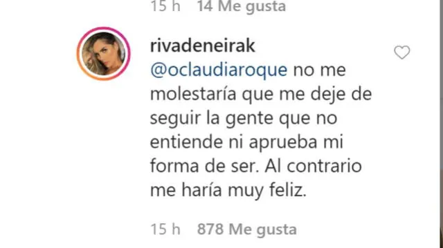 Korina Rivadeneira se enfrenta a usuaria de Instagram
