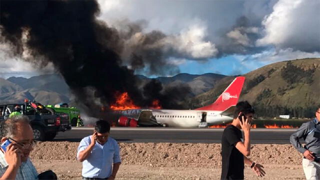 Avión con 141 pasajeros se despista e incendia en aeropuerto de Jauja