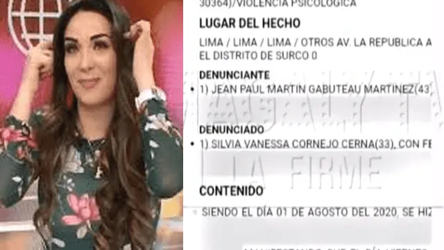 Denuncia interpuesta contra Silvia Cornejo, según programa de Magaly Medina. Foto: Capturas