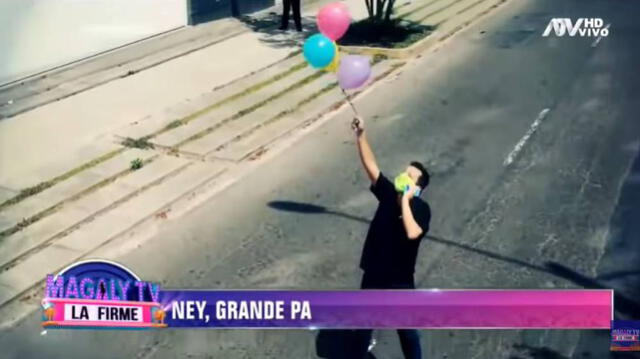 Ney Guerrero le lleva globos a su hija en cuarentena