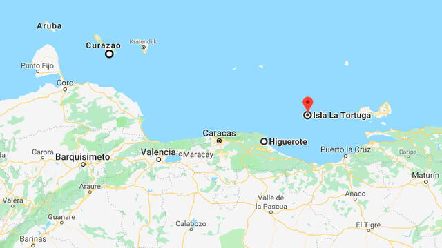 La Tortuga es una isla que pertenece a Venezuela. Captura: Google Maps.