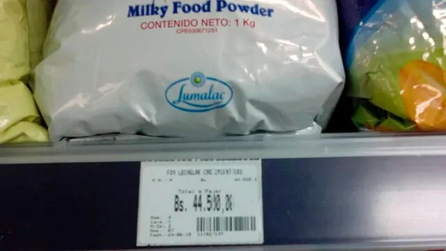 Precio de leche en polvo en Anzoátegui, estado de Venezuela.