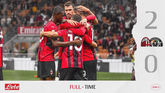 AC Milan ganó 2-0 a Venezia en la Serie A. Foto: Twitter