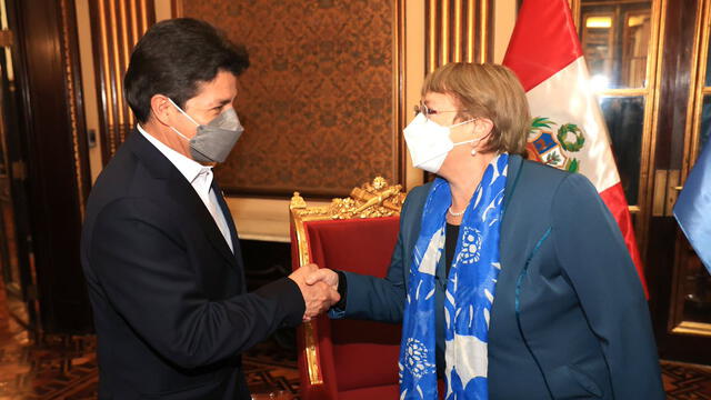 Presidente Pedro Castillo y, la alta comisionada de Naciones Unidas, Michelle Bachelet se reunieron en Palacio de Gobierno.