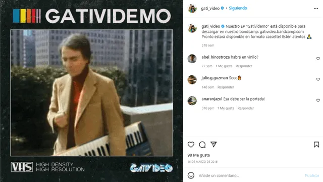 En 2015, Gativideo lanza el Gatividemo, el cual contuvo 4 temas. Foto: Instagram