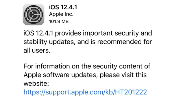 Apple iPhone iOS 12.4.1