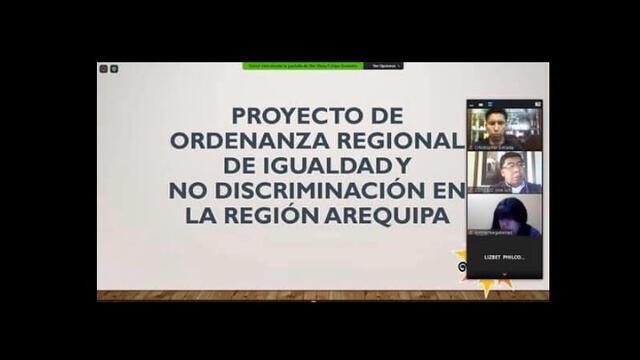 Mesa de Trabajo de Propuesta de Ordenanza Regional de Igualdadd y Discriminación en la Región Arequipa. Foto: Facebook - Consejo Regional de Arequipa