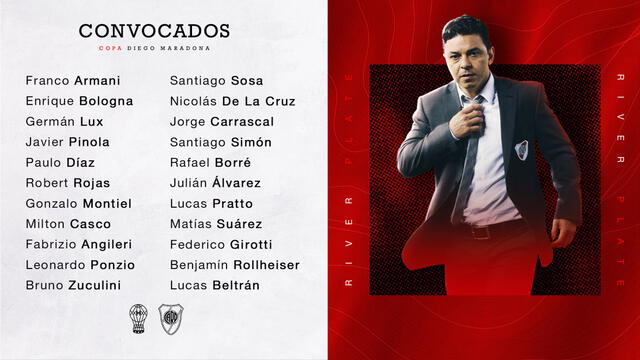 Lista de convocados de River Plate. Foto: Prensa River Plate