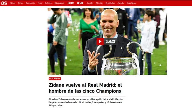 Real Madrid: así informó la prensa mundial el regreso de Zidane [FOTOS] 