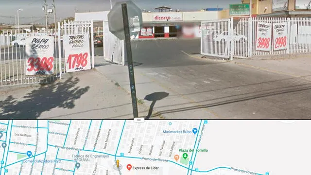 Ubicación donde se grabó el video. Las imágenes de Google Maps son del 2014.