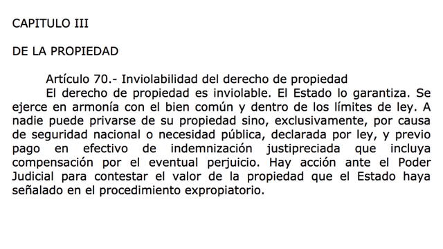 Artículo 70 Constitución Política del Perú