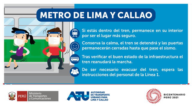 La entidad exhorta a mantener la calma y seguir las indicaciones del personal a bordo: Foto: ATU