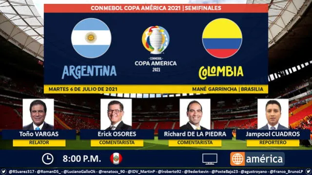 Argentina vs Colombia vía América TV. Foto: Puntaje Ideal PE/Twitter