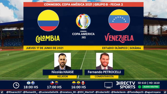 Colombia vs Venezuela por DirecTV Sports. Foto: Puntaje Ideal